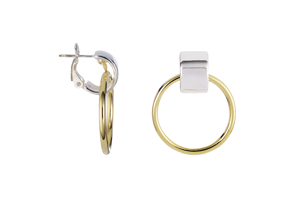 [16804EPLDO] Sterling silver interlacted hoops earring